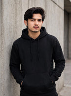 Black plain hoodie cotton fleece