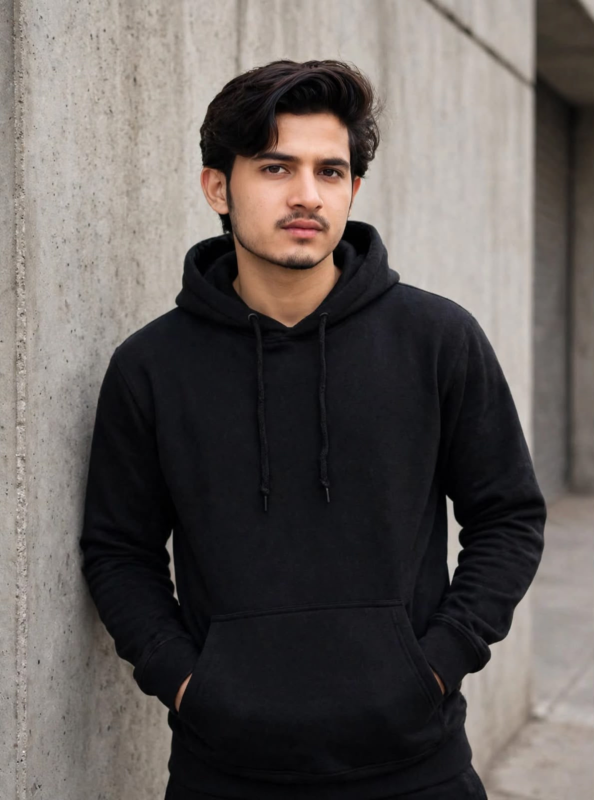 Black plain hoodie cotton fleece