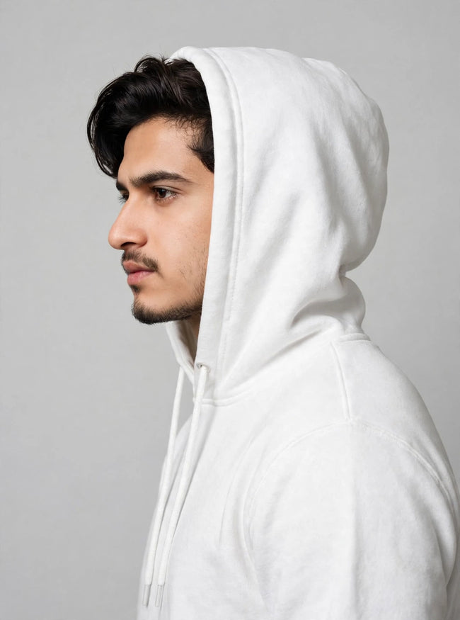 white plain hoodies cotton fleece Main Image