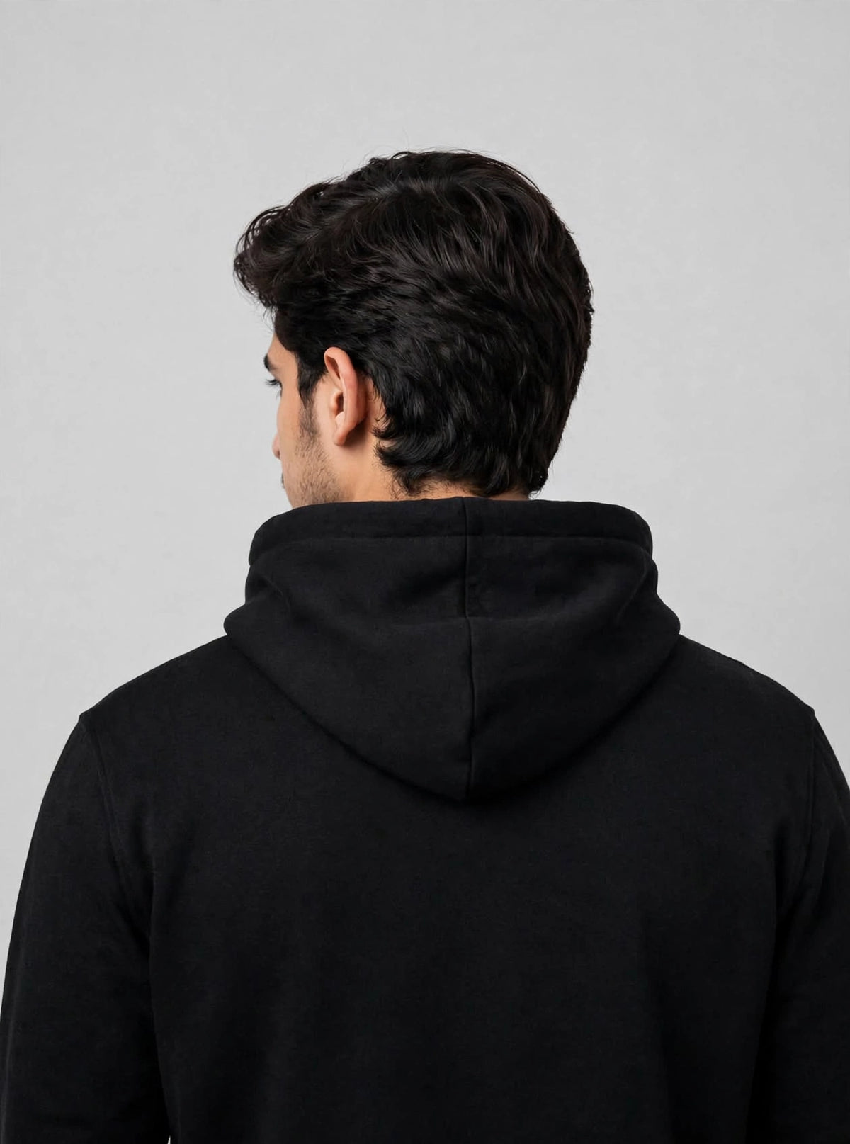 Black plain hoodie cotton fleece