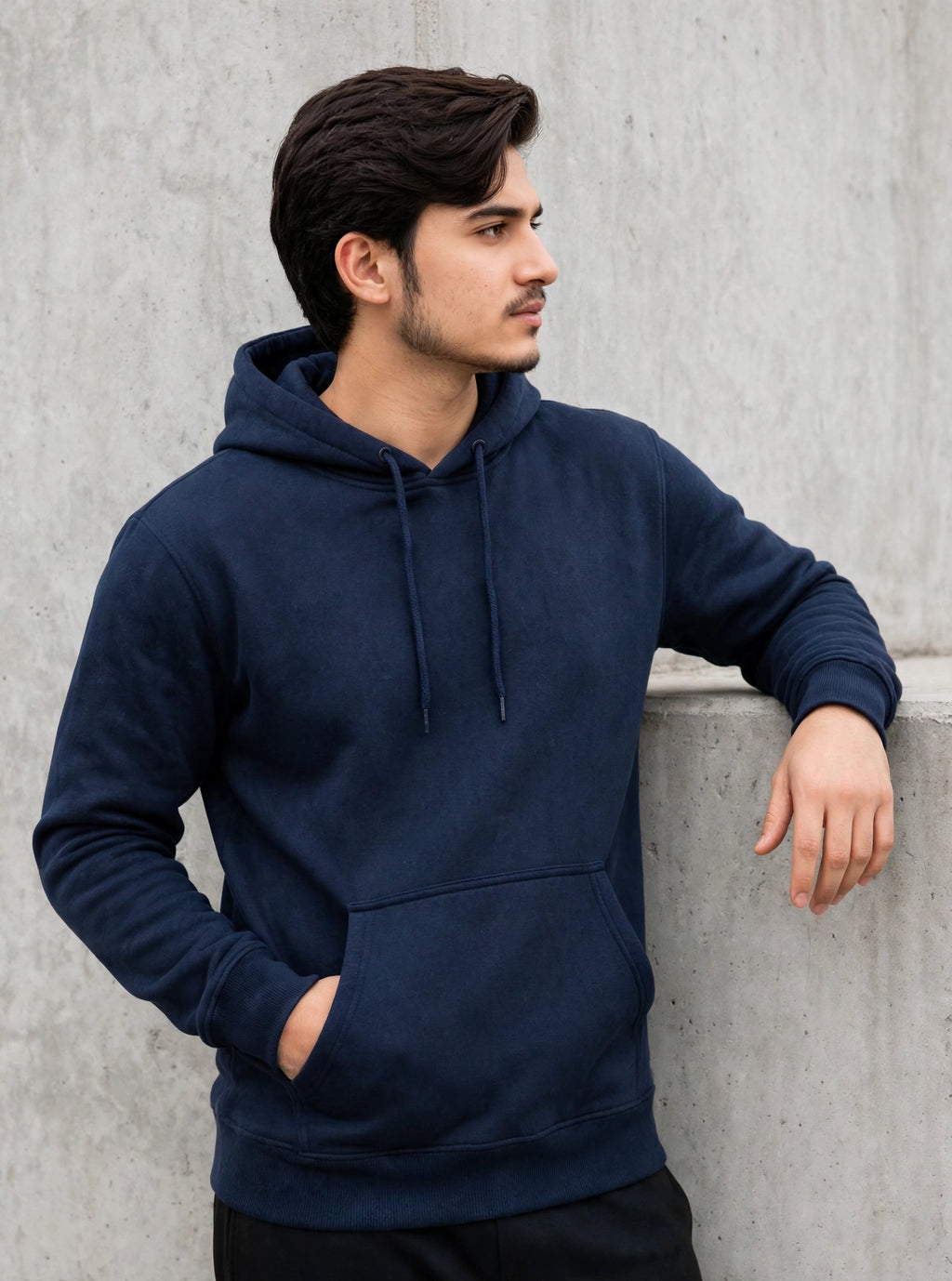 navy blue plain hoodies cotton fleece