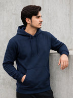 navy blue plain hoodies cotton fleece