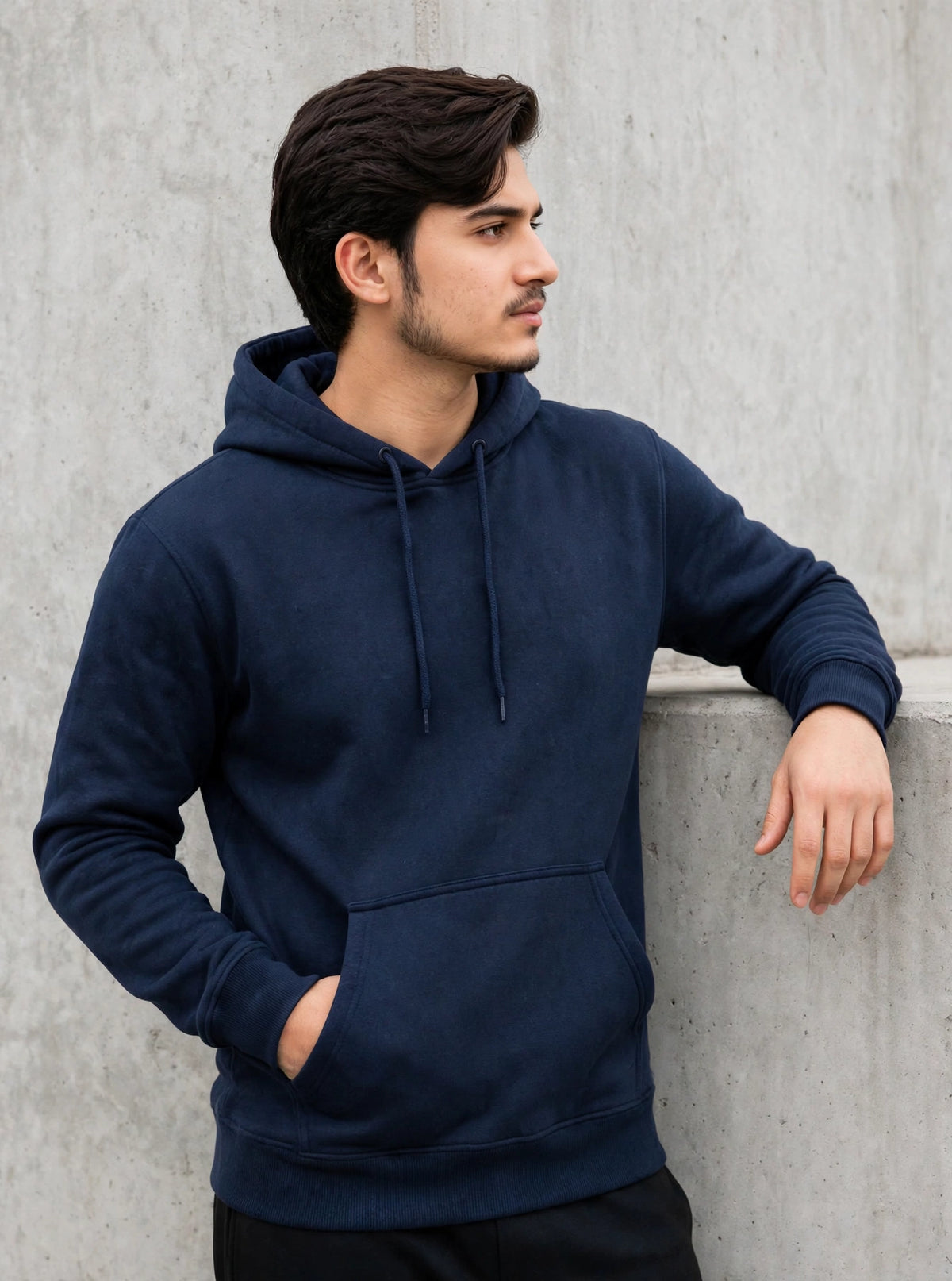 navy blue plain hoodies cotton fleece