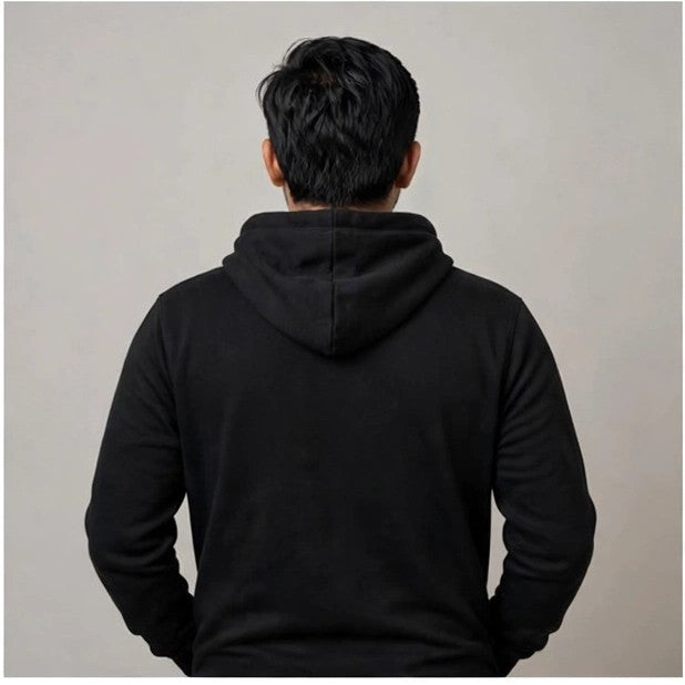 Black plain hoodie cotton fleece